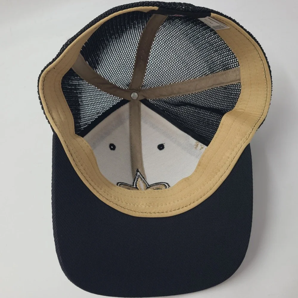 New Orleans Saints Hat Fitted S-M Trucker Mesh Reebok Black Gold NFL Football‎